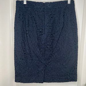 J Crew New With Tags Classic Eyelet no. 2 Pencil Skirt Navy P4